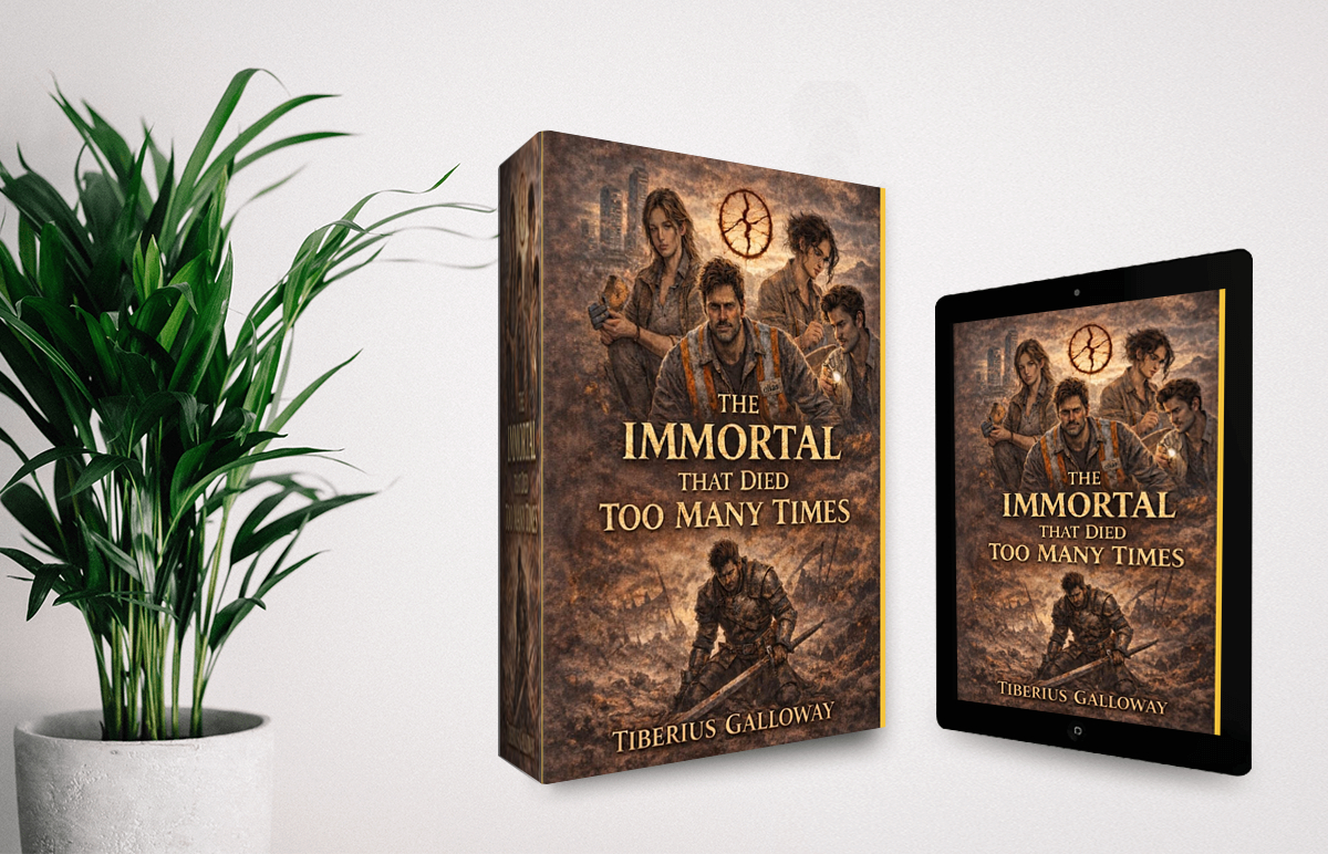 The Immortal That Died Too Many Times by Tiberius Galloway — book cover mockup
